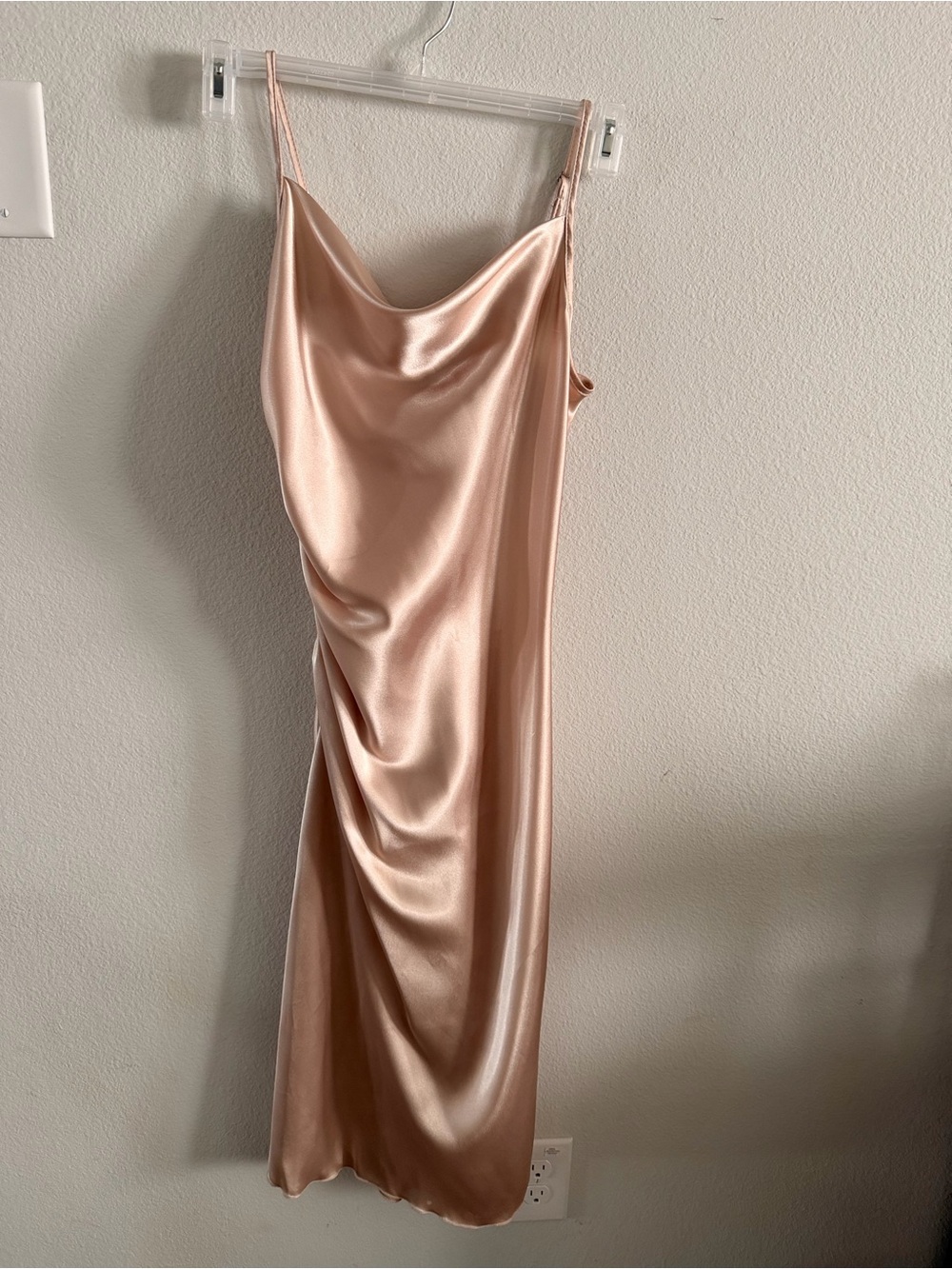 Bebe champagne Satin Cowl Slip Dress - Blush